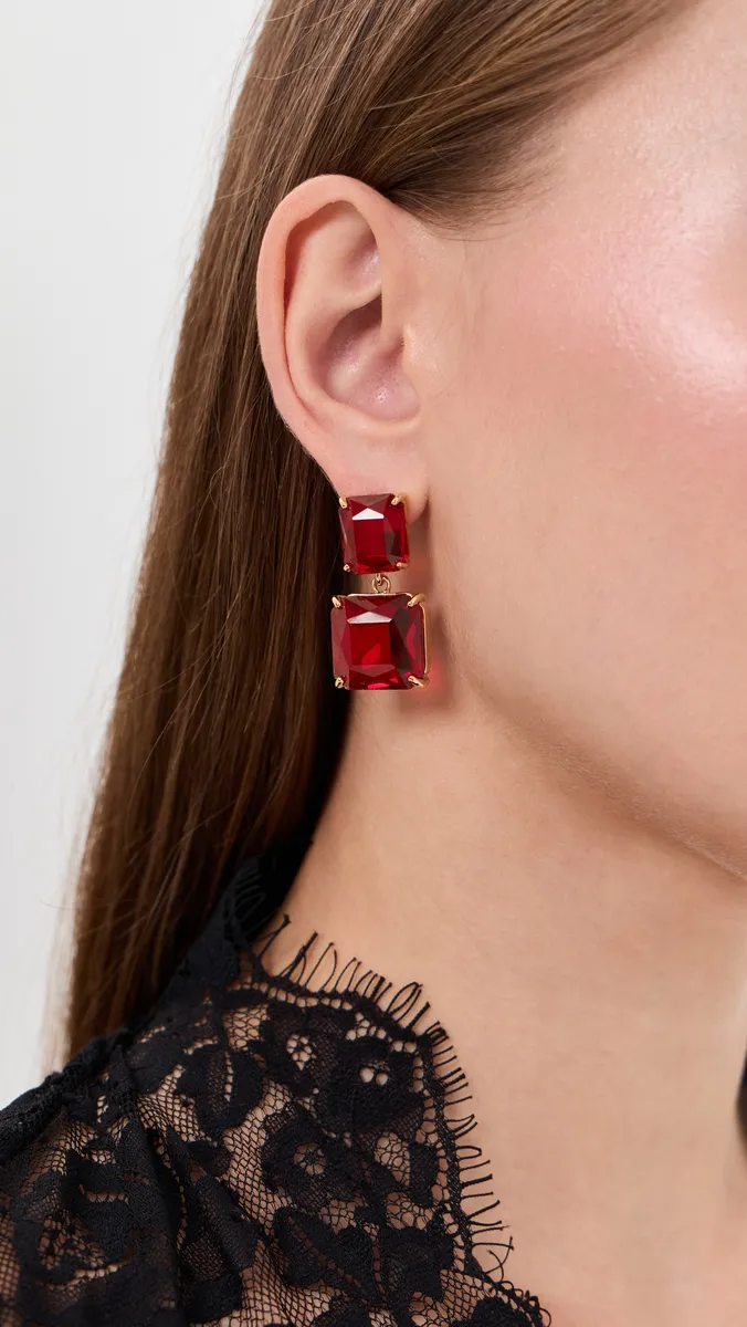 By Adina Eden Crystal Double Square Drop Earrings | Thumbnail 3 By Adina Eden Crystal Double Square Drop Earrings | Thumbnail 3