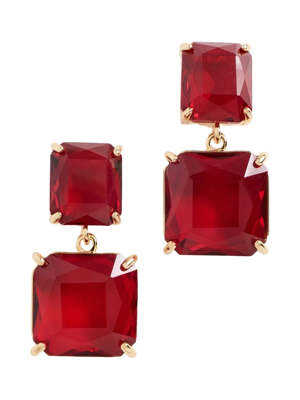 By Adina Eden Crystal Double Square Drop Earrings