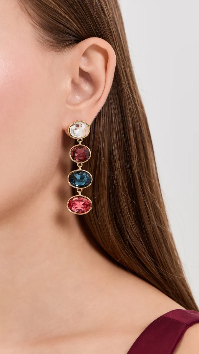 By Adina Eden Cubic Zirconia Multi Oval Dangle Stud Earrings | Thumbnail 3 By Adina Eden Cubic Zirconia Multi Oval Dangle Stud Earrings | Thumbnail 3