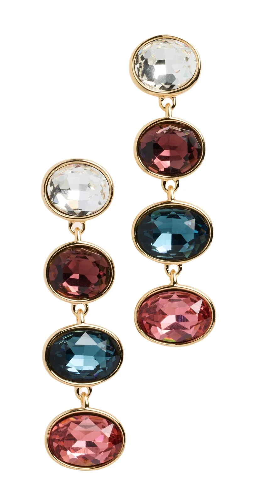 By Adina Eden Cubic Zirconia Multi Oval Dangle Stud Earrings