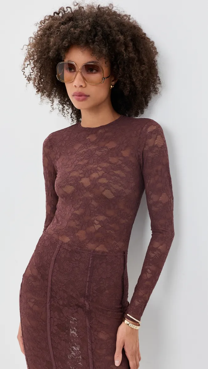 Fleur du Mal Le Stretch Lace Thong Bodysuit | Thumbnail 2