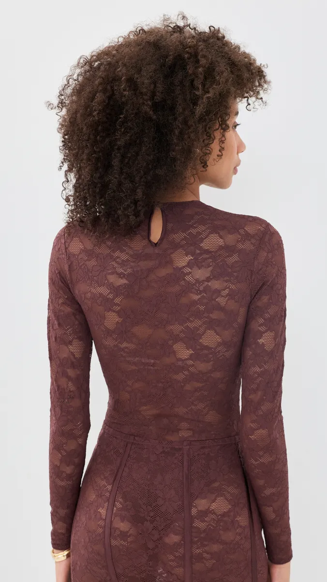 Fleur du Mal Le Stretch Lace Thong Bodysuit | Thumbnail 3