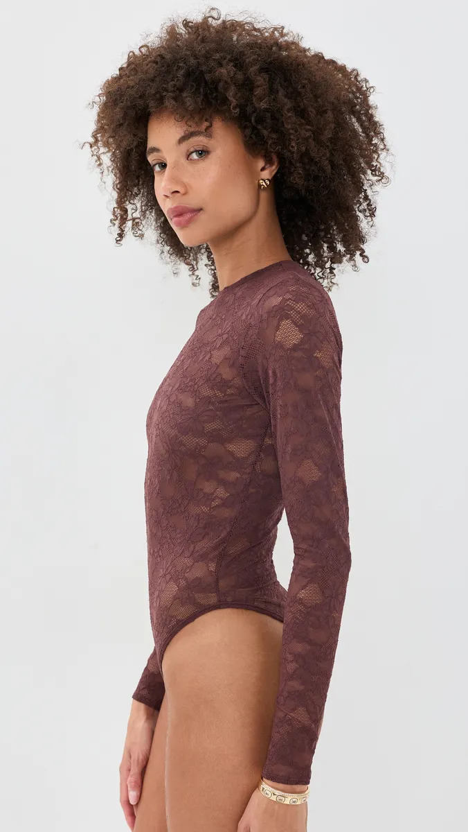 Fleur du Mal Le Stretch Lace Thong Bodysuit | Thumbnail 4