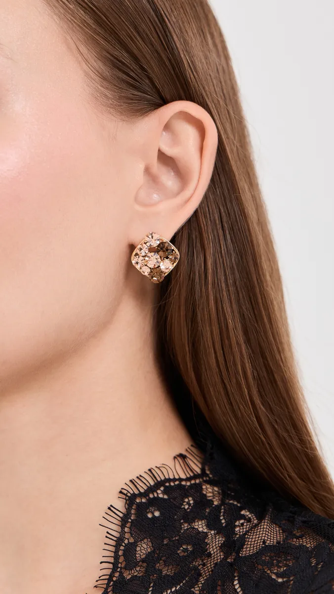 By Adina Eden Cubic Zirconia Diamond Shape Omega Stud Earrings | Thumbnail 3 By Adina Eden Cubic Zirconia Diamond Shape Omega Stud Earrings | Thumbnail 3