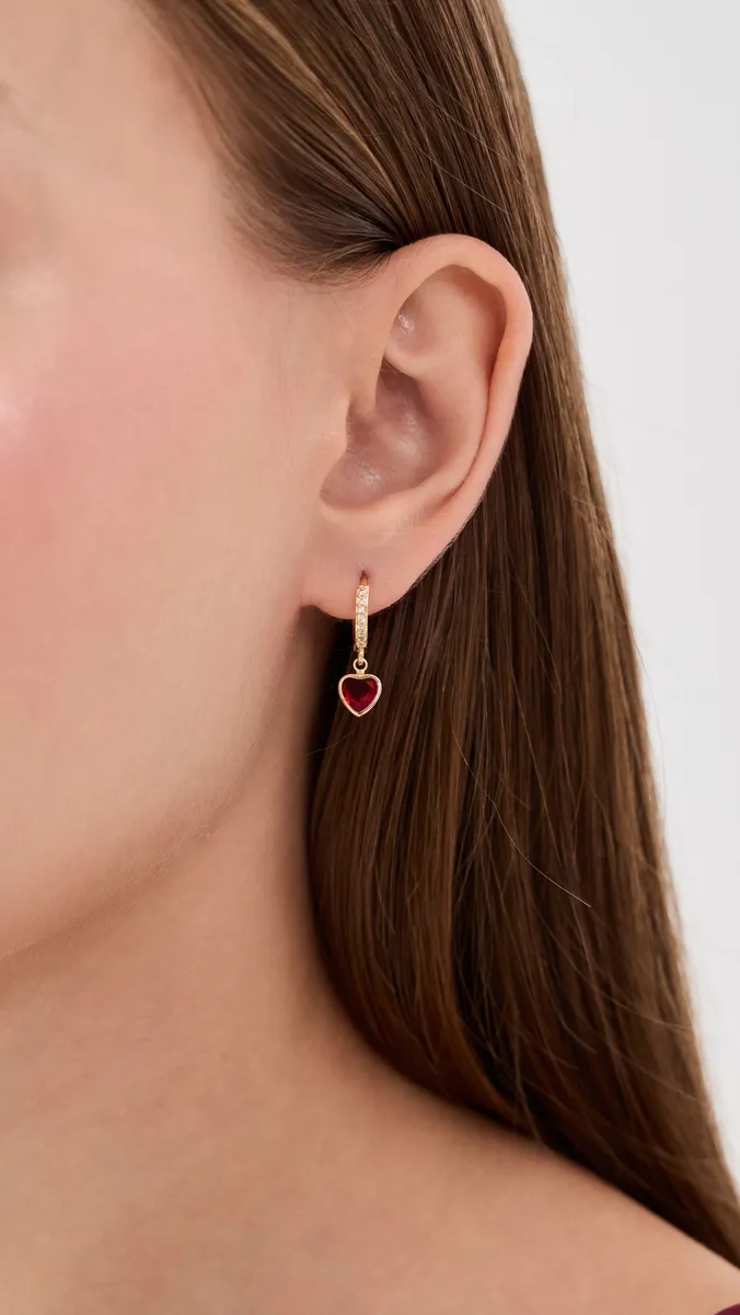 By Adina Eden Cubic Zirconia Colored Heart Dangle Huggie Earrings | Thumbnail 3 By Adina Eden Cubic Zirconia Colored Heart Dangle Huggie Earrings | Thumbnail 3