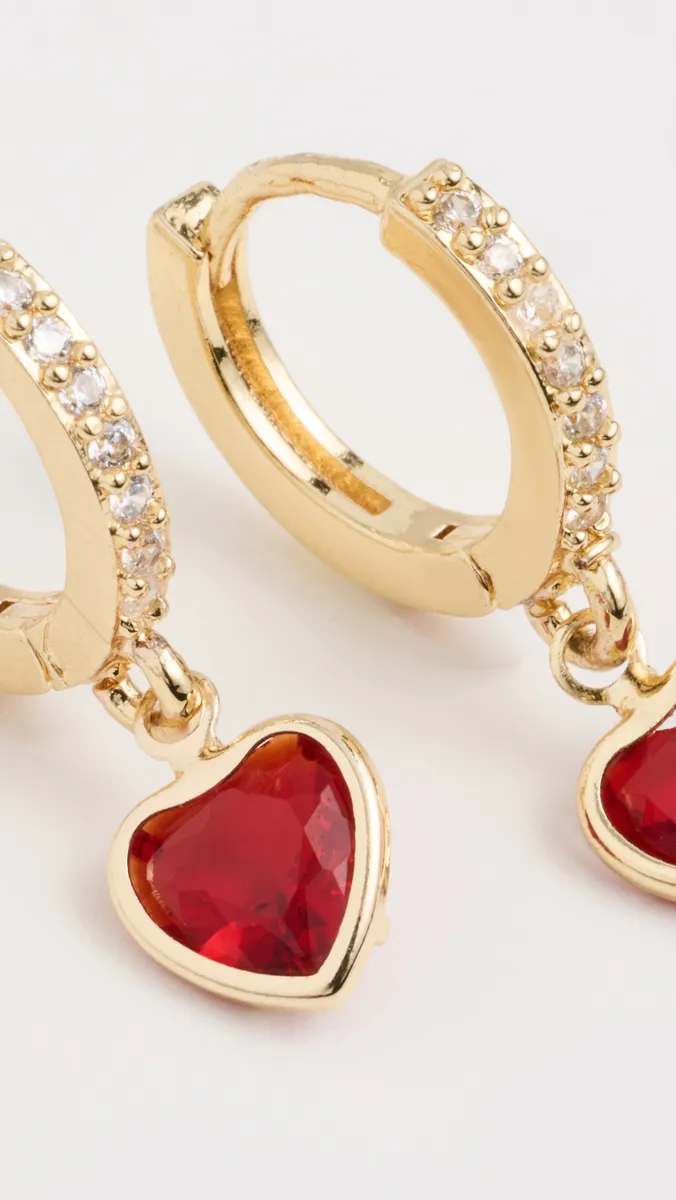 By Adina Eden Cubic Zirconia Colored Heart Dangle Huggie Earrings | Thumbnail 4 By Adina Eden Cubic Zirconia Colored Heart Dangle Huggie Earrings | Thumbnail 4