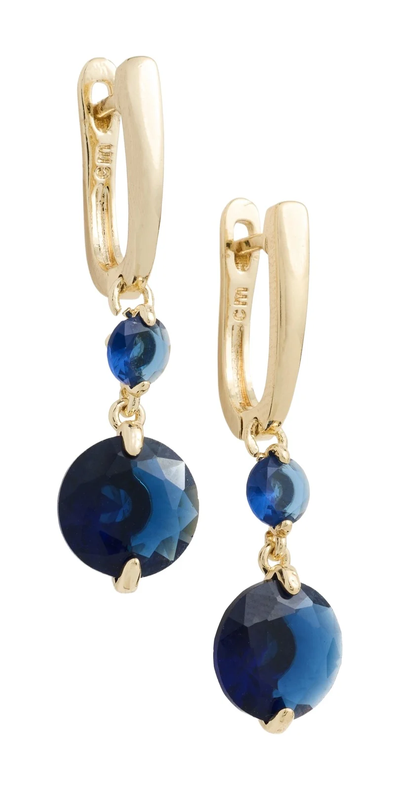 By Adina Eden Cubic Zirconia Sapphire Blue Drop Huggie Earrings