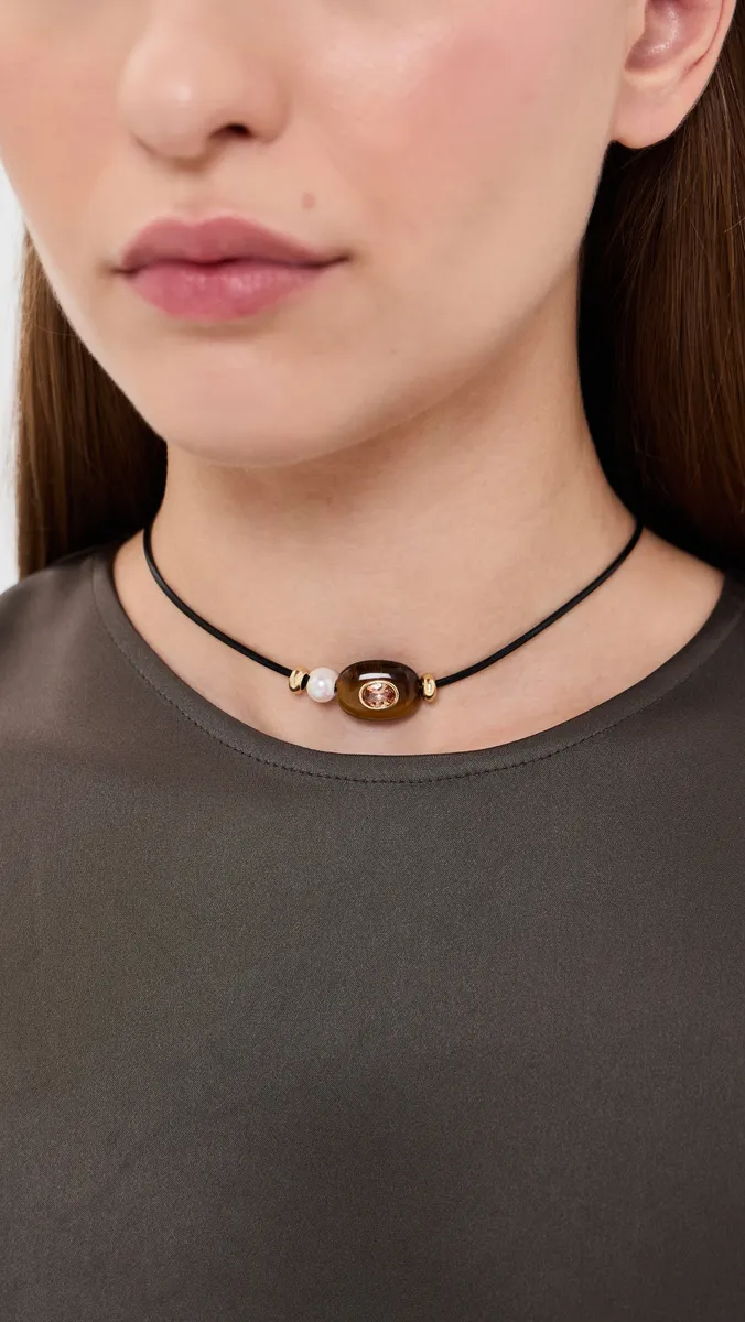 Lacey Ryan Tigers Eye & Pearl Choker Brown | Thumbnail 3 Lacey Ryan Tigers Eye & Pearl Choker Brown | Thumbnail 3