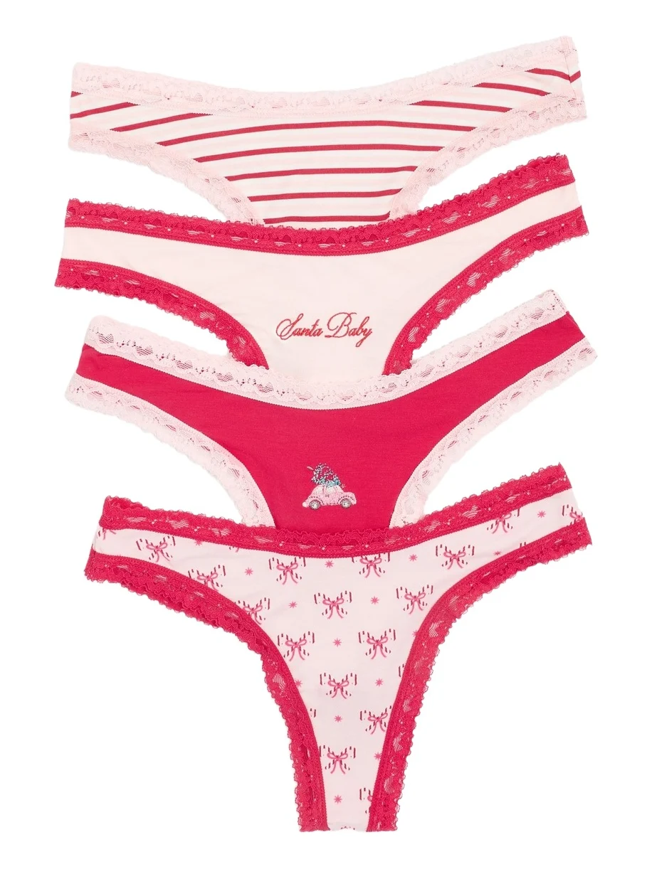 Stripe & Stare Thong 4 Pack