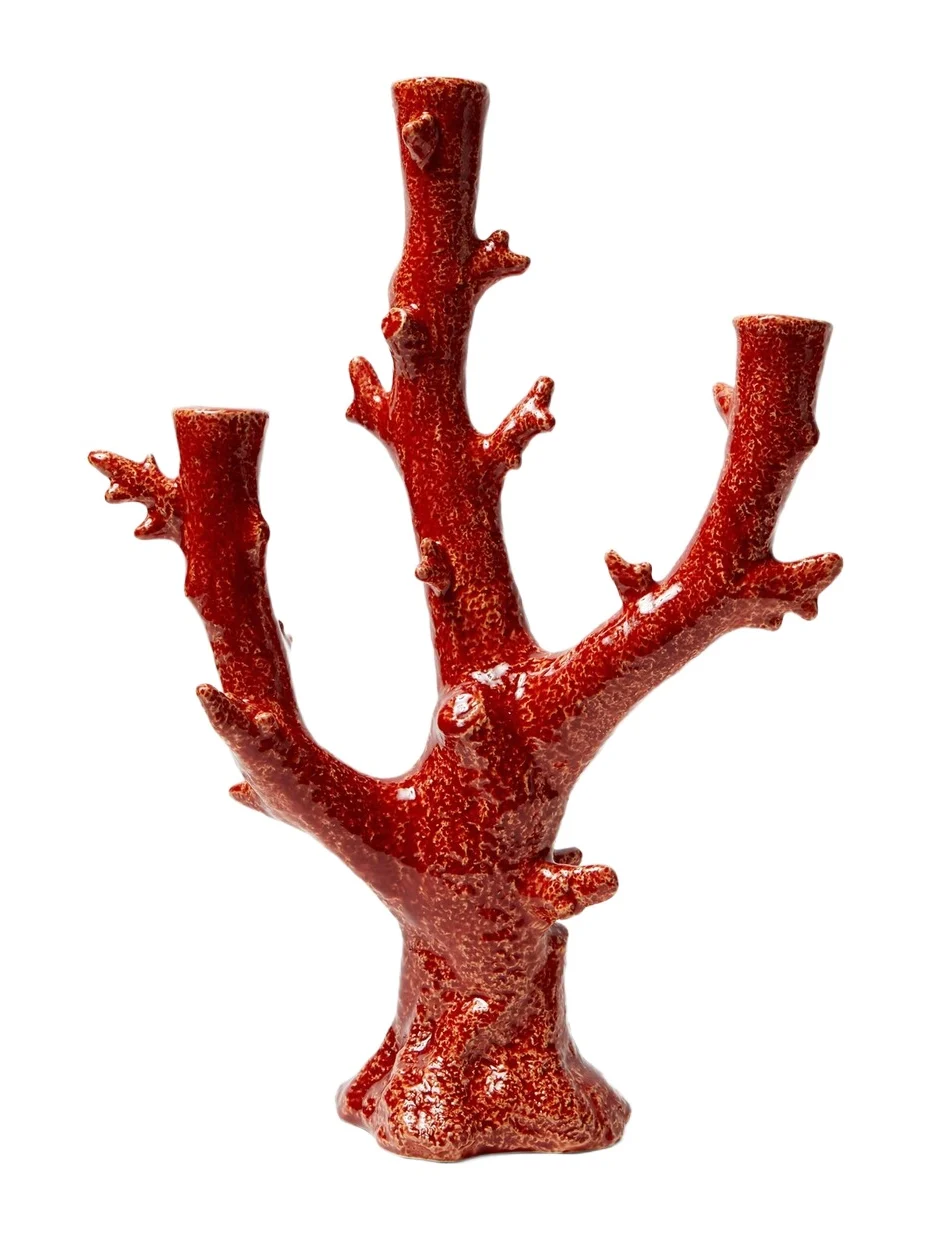 Bordallo Pinheiro Coral earthenware candle holder