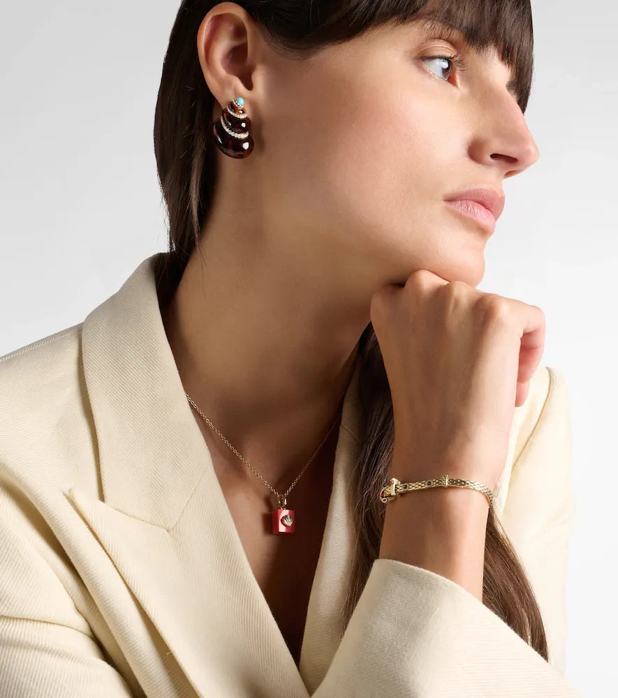 Yvonne Léon Yvonne Léon Coquillage 9kt gold earrings with diamonds and turquoise | Thumbnail 4 Yvonne Léon Yvonne Léon Coquillage 9kt gold earrings with diamonds and turquoise | Thumbnail 4