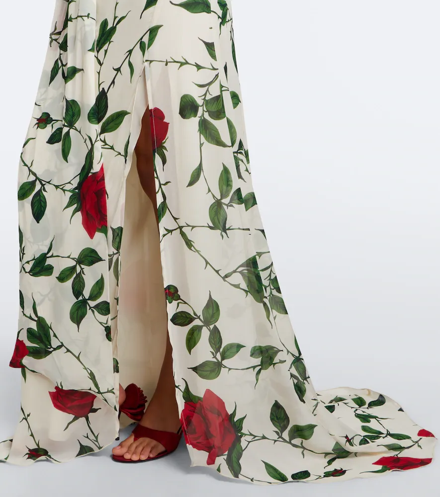 BLUMARINE Floral scarf-detail georgette gown | Thumbnail 5