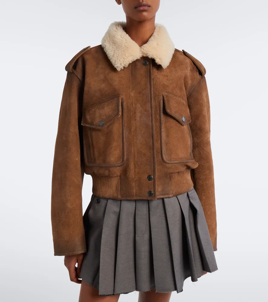 Acne Studios Shearling-trimmed suede blouson jacket | Thumbnail 4 Acne Studios Shearling-trimmed suede blouson jacket | Thumbnail 4
