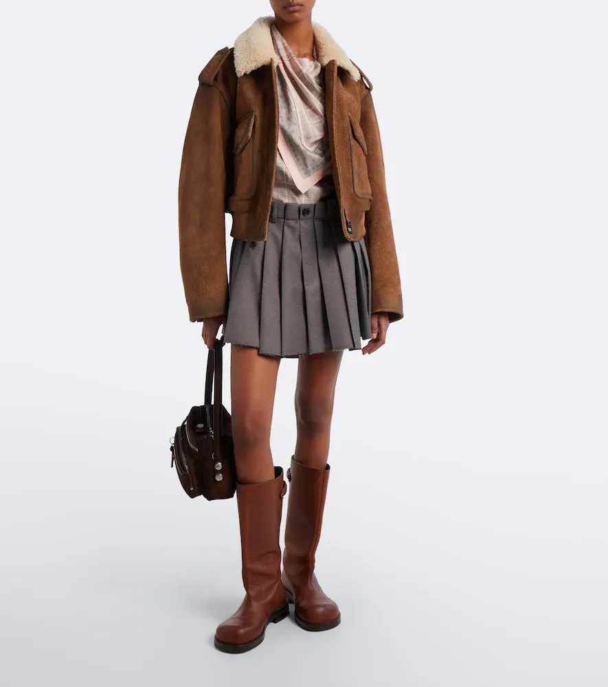 Acne Studios Shearling-trimmed suede blouson jacket | Thumbnail 8 Acne Studios Shearling-trimmed suede blouson jacket | Thumbnail 8