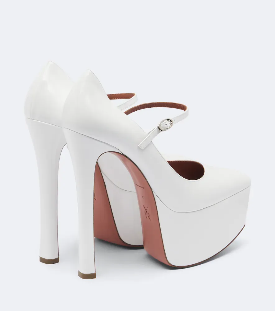 Amina Muaddi Cynthia leather platform Mary Jane pumps | Thumbnail 4