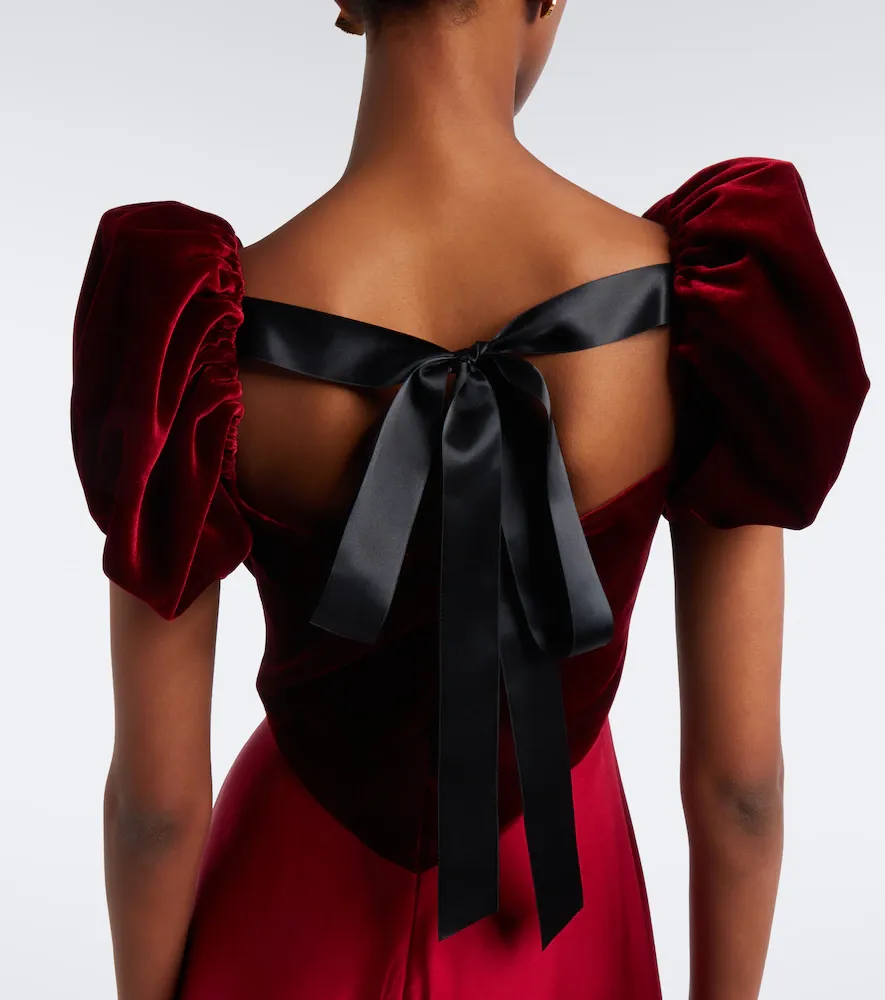 Rodarte Silk satin and velvet midi dress | Thumbnail 2 Rodarte Silk satin and velvet midi dress | Thumbnail 2