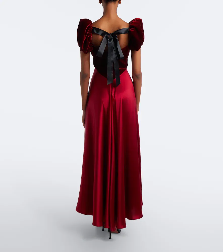 Rodarte Silk satin and velvet midi dress | Thumbnail 3 Rodarte Silk satin and velvet midi dress | Thumbnail 3