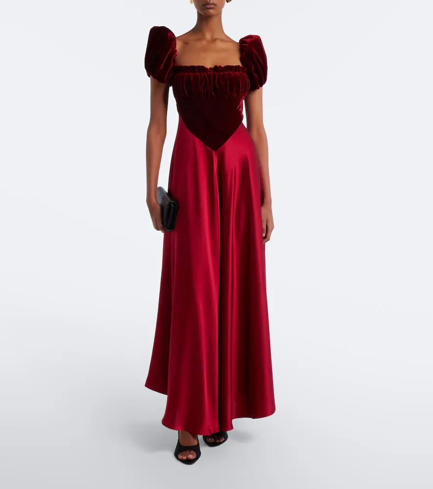 Rodarte Silk satin and velvet midi dress | Thumbnail 5 Rodarte Silk satin and velvet midi dress | Thumbnail 5