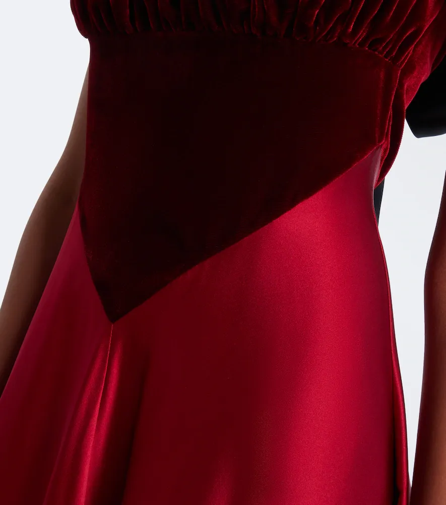 Rodarte Silk satin and velvet midi dress | Thumbnail 6 Rodarte Silk satin and velvet midi dress | Thumbnail 6