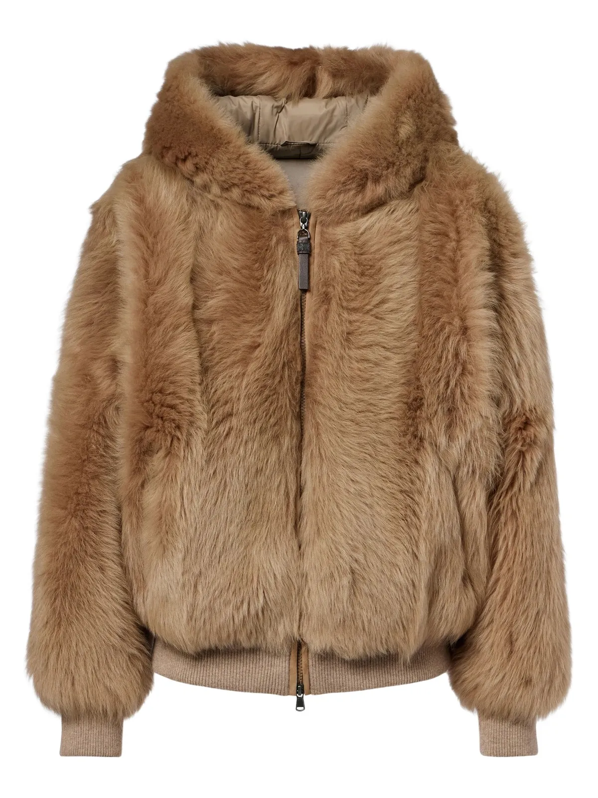 Brunello Cucinelli Monili shearling hooded shearling jacket