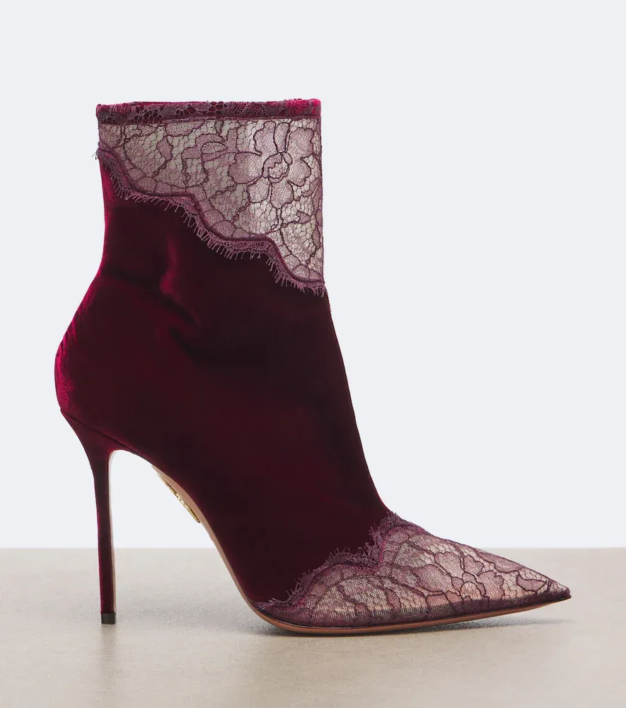 Aquazzura Meadow velvet and lace ankle boots | Thumbnail 3 Aquazzura Meadow velvet and lace ankle boots | Thumbnail 3