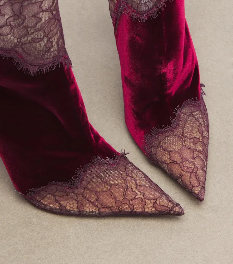 Aquazzura Meadow velvet and lace ankle boots | Thumbnail 4 Aquazzura Meadow velvet and lace ankle boots | Thumbnail 4