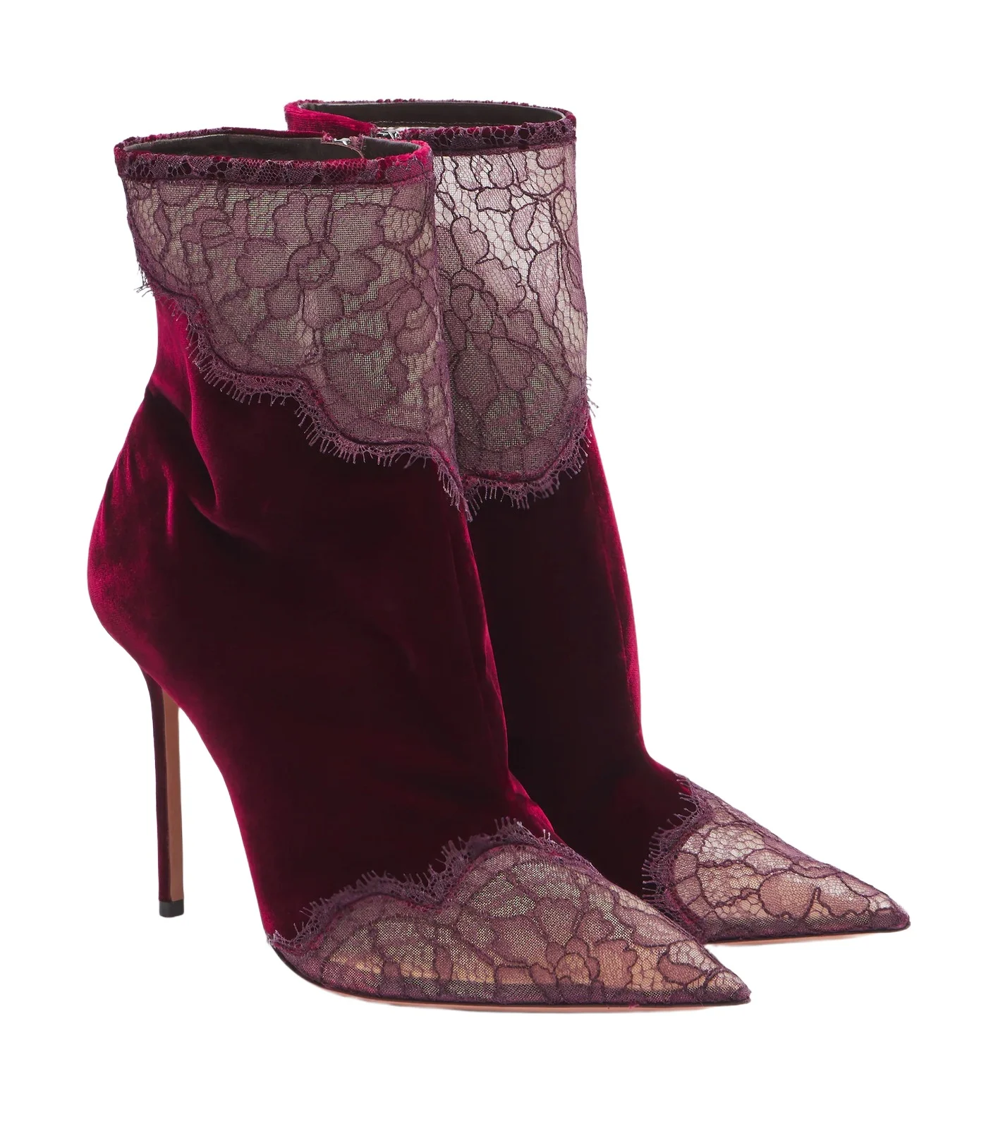 Aquazzura Meadow velvet and lace ankle boots