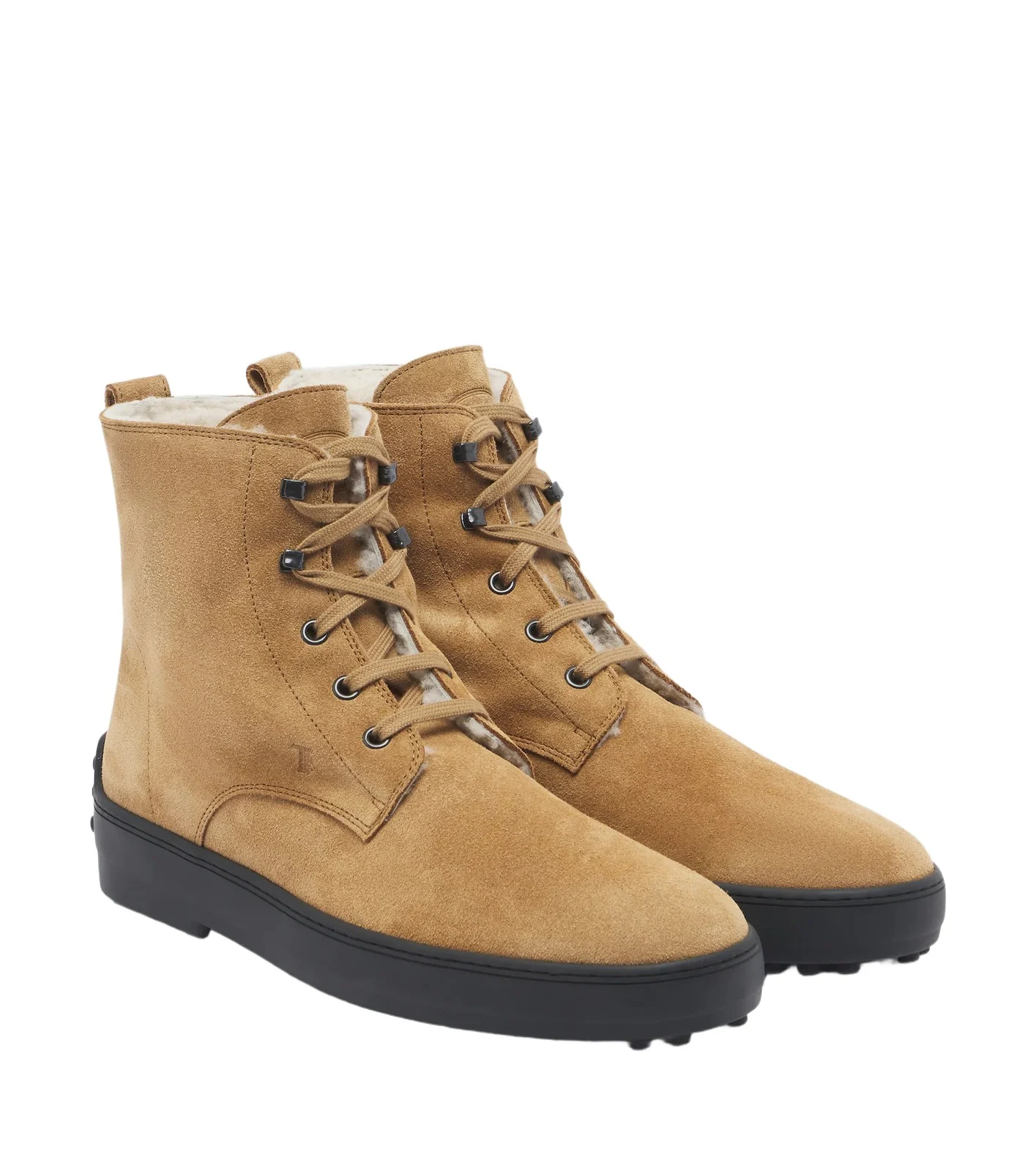Gommino shearling-lined suede lace-up boots