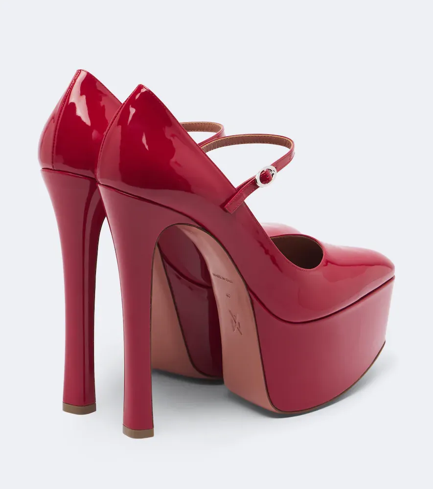 Amina Muaddi Cynthia leather platform Mary Jane pumps | Thumbnail 4 Amina Muaddi Cynthia leather platform Mary Jane pumps | Thumbnail 4