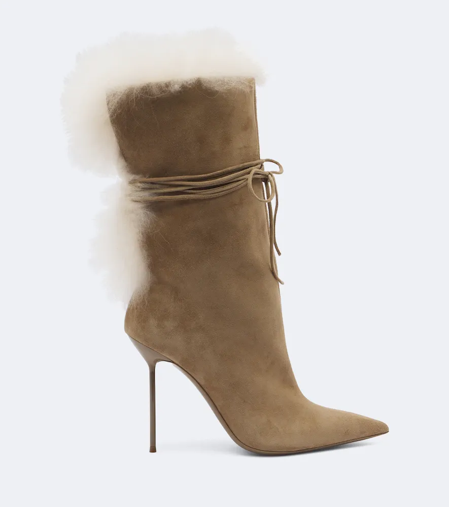 Paris Texas Lidia shearling-trimmed suede ankle boots | Thumbnail 3