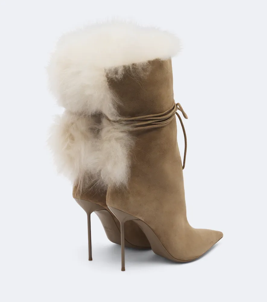 Paris Texas Lidia shearling-trimmed suede ankle boots | Thumbnail 4