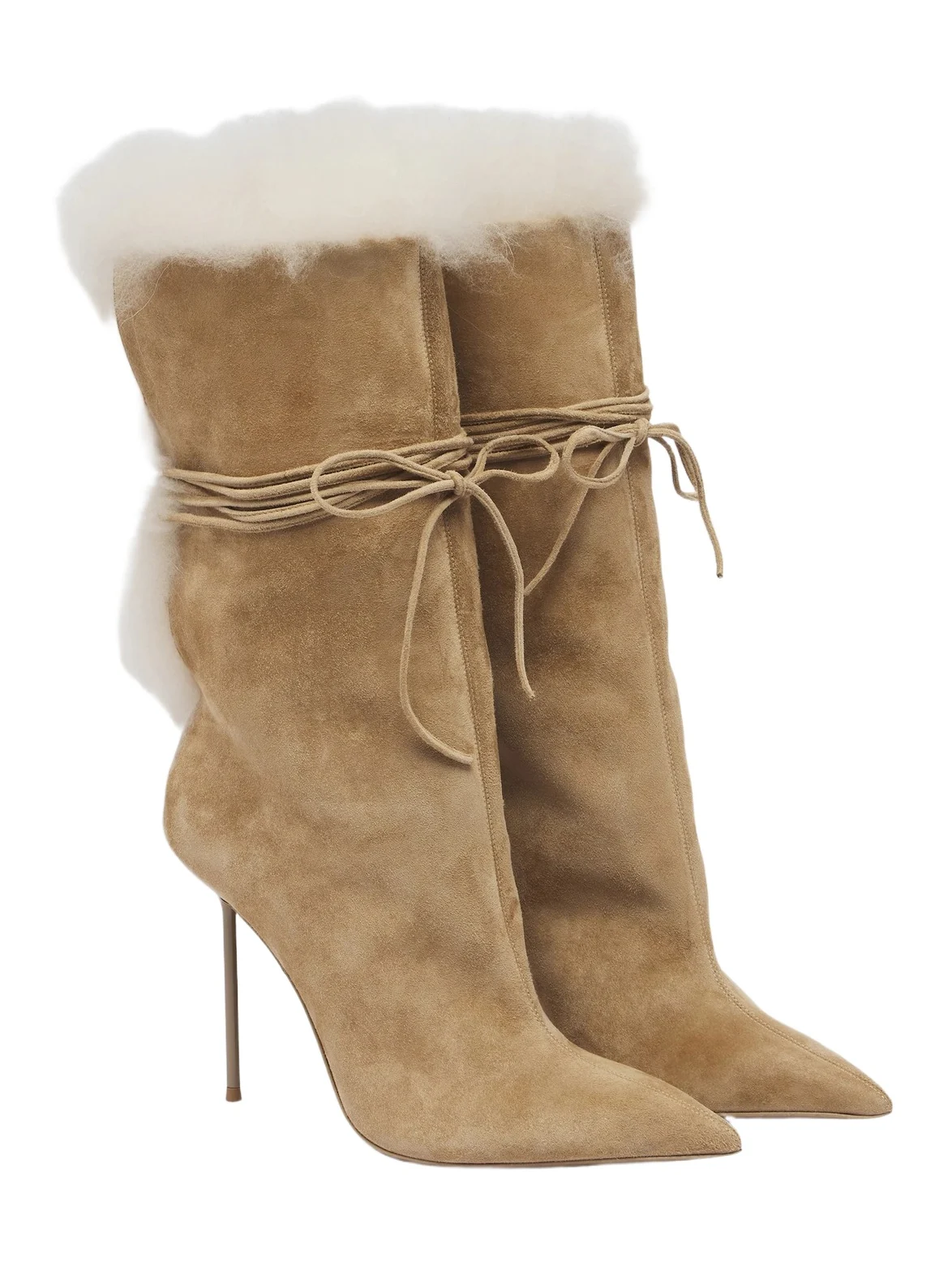 Paris Texas Lidia shearling-trimmed suede ankle boots
