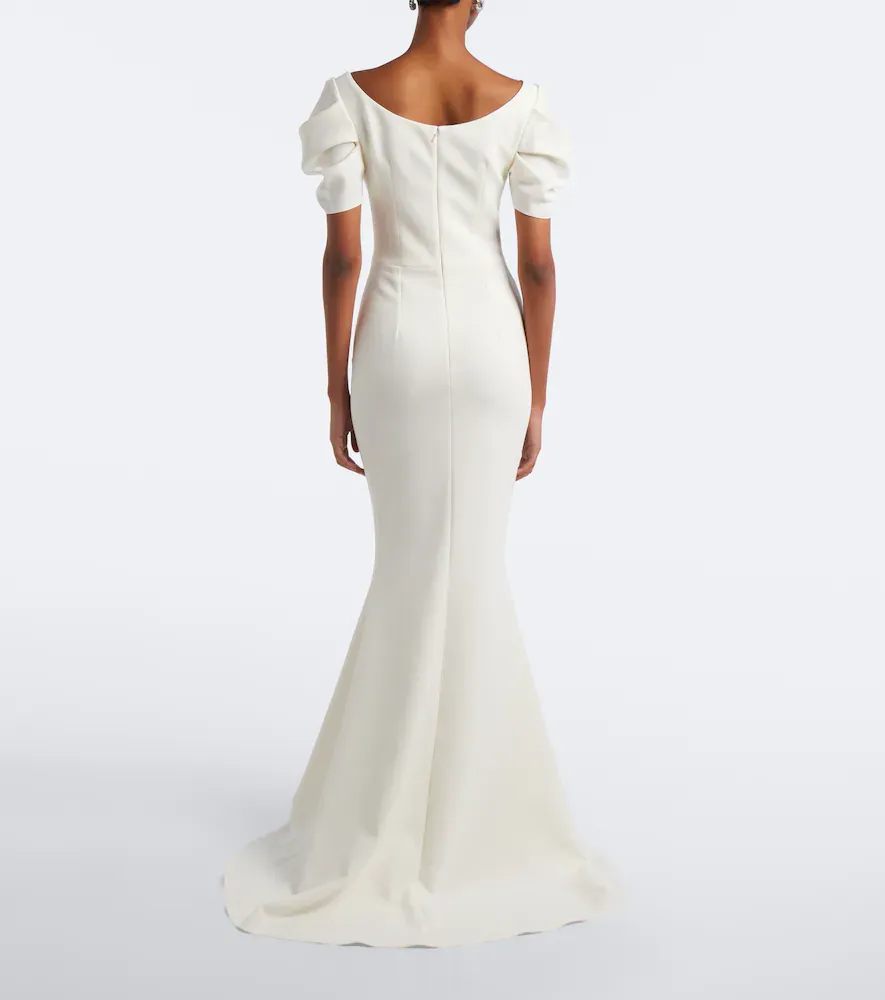 Safiyaa Bridal Ivon draped crêpe gown | Thumbnail 3 Safiyaa Bridal Ivon draped crêpe gown | Thumbnail 3