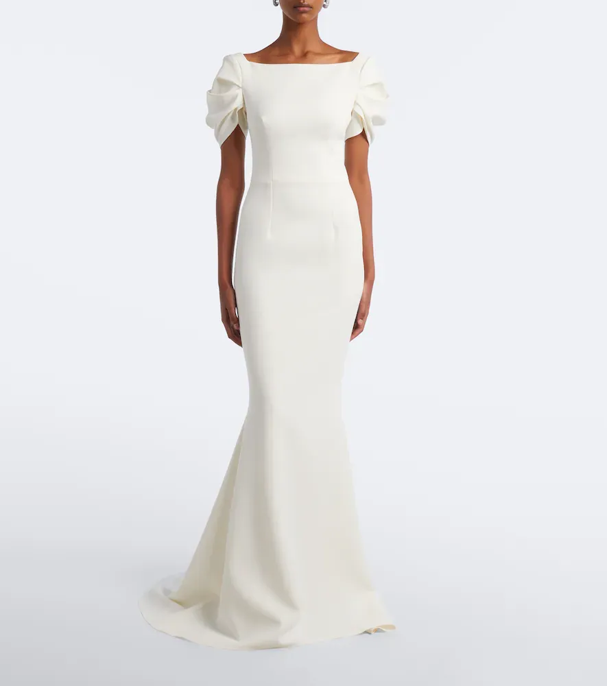 Safiyaa Bridal Ivon draped crêpe gown | Thumbnail 5 Safiyaa Bridal Ivon draped crêpe gown | Thumbnail 5