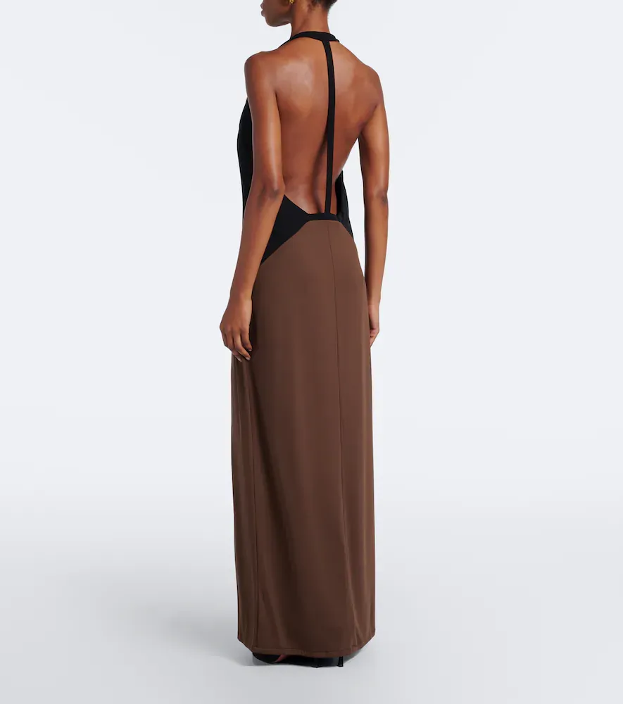 ADRIANA DEGREAS Halterneck jersey maxi dress | Thumbnail 6