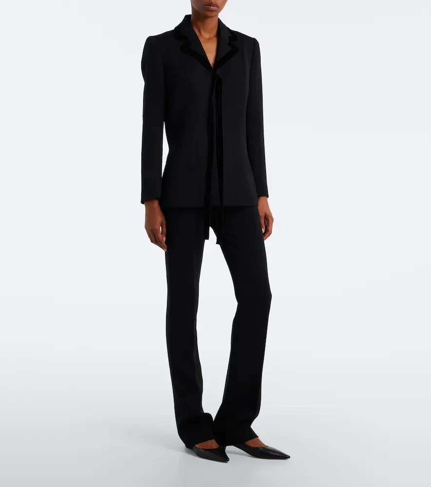 The Row Celinde velvet-trimmed wool blazer | Thumbnail 2