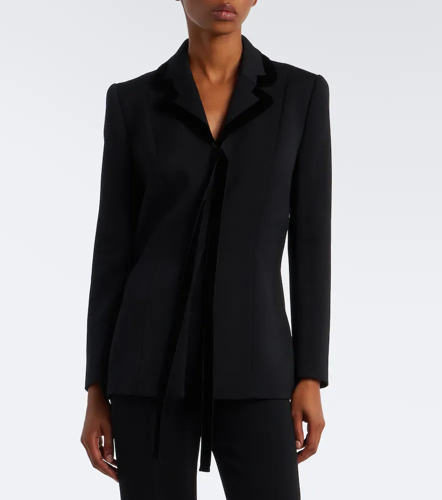 The Row Celinde velvet-trimmed wool blazer | Thumbnail 5