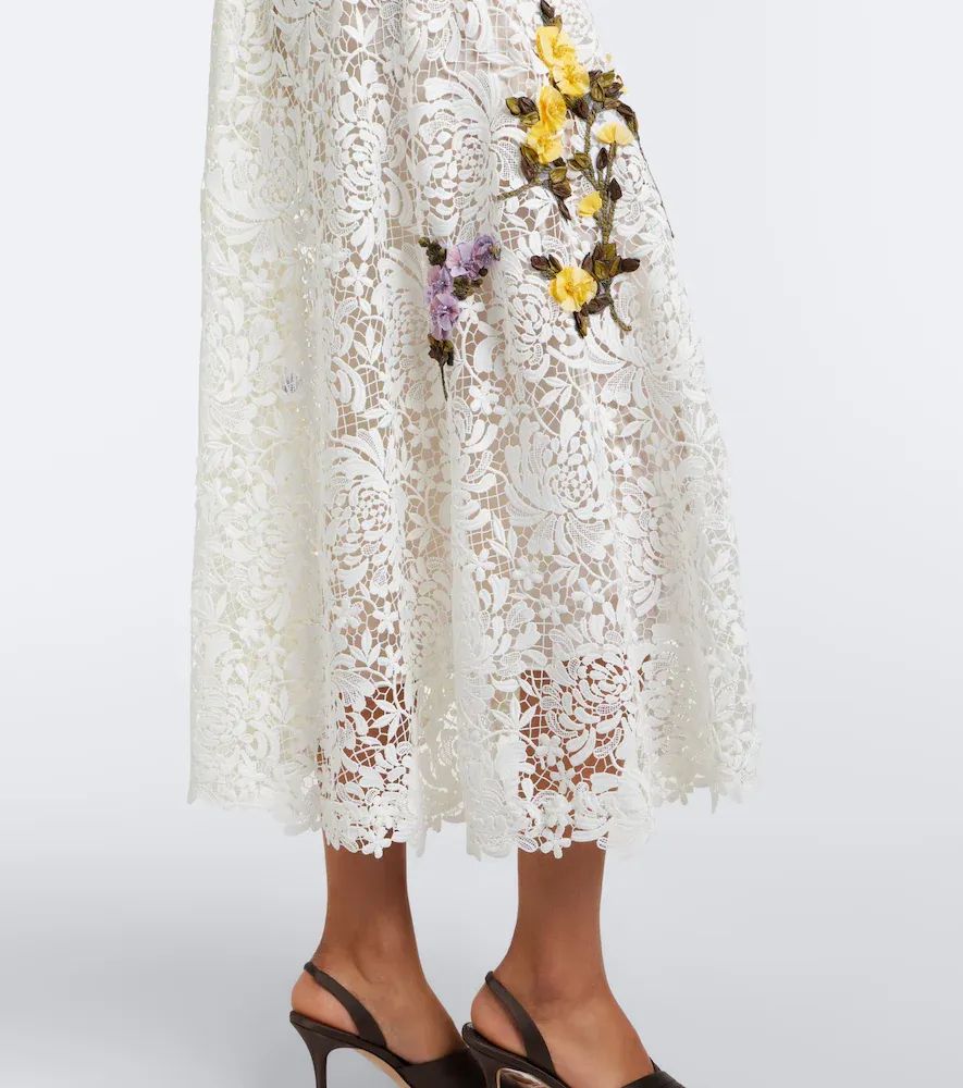 Oscar de la Renta Floral-appliqué guipure lace midi dress | Thumbnail 2