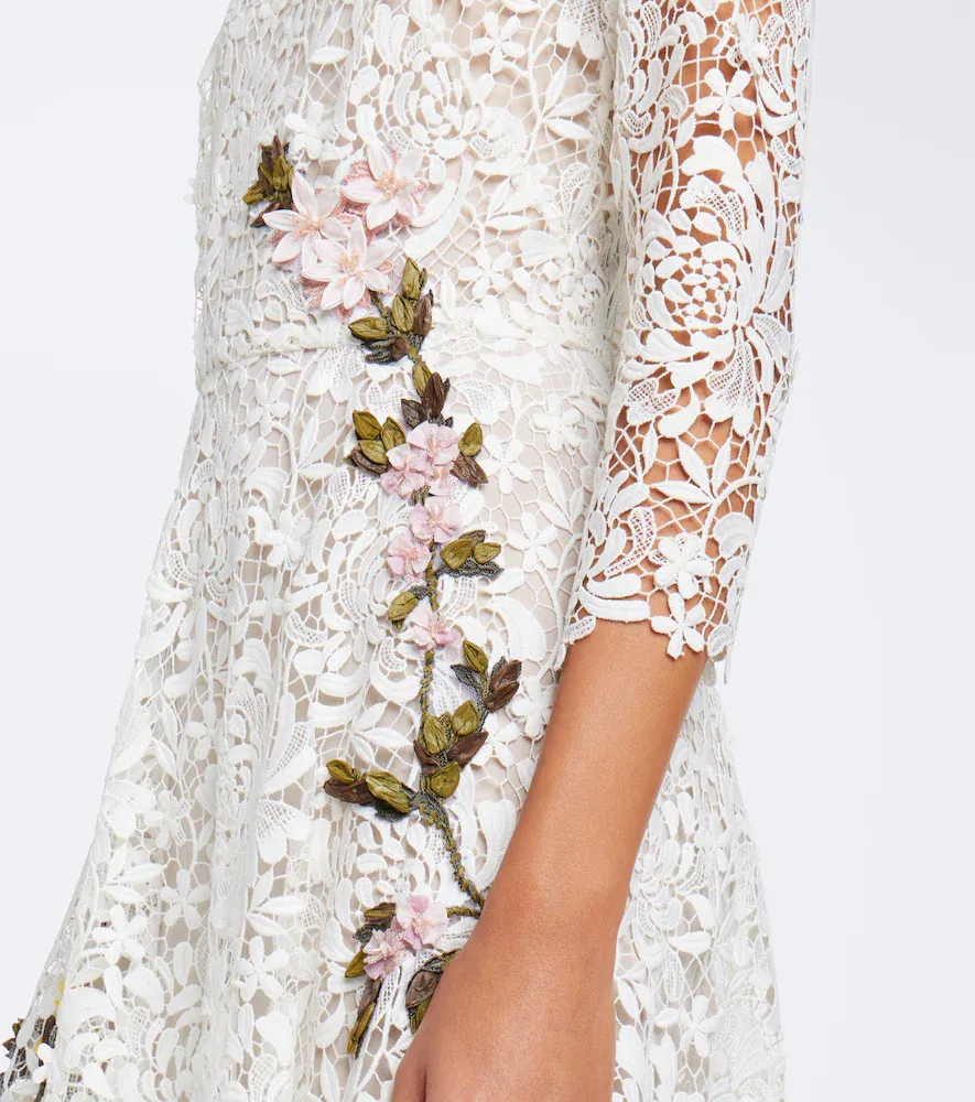 Oscar de la Renta Floral-appliqué guipure lace midi dress | Thumbnail 3
