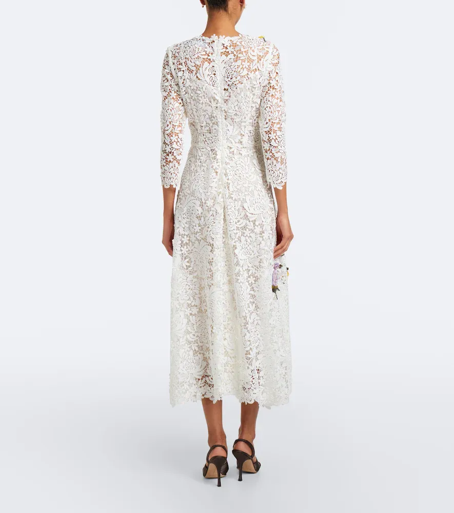 Oscar de la Renta Floral-appliqué guipure lace midi dress | Thumbnail 4