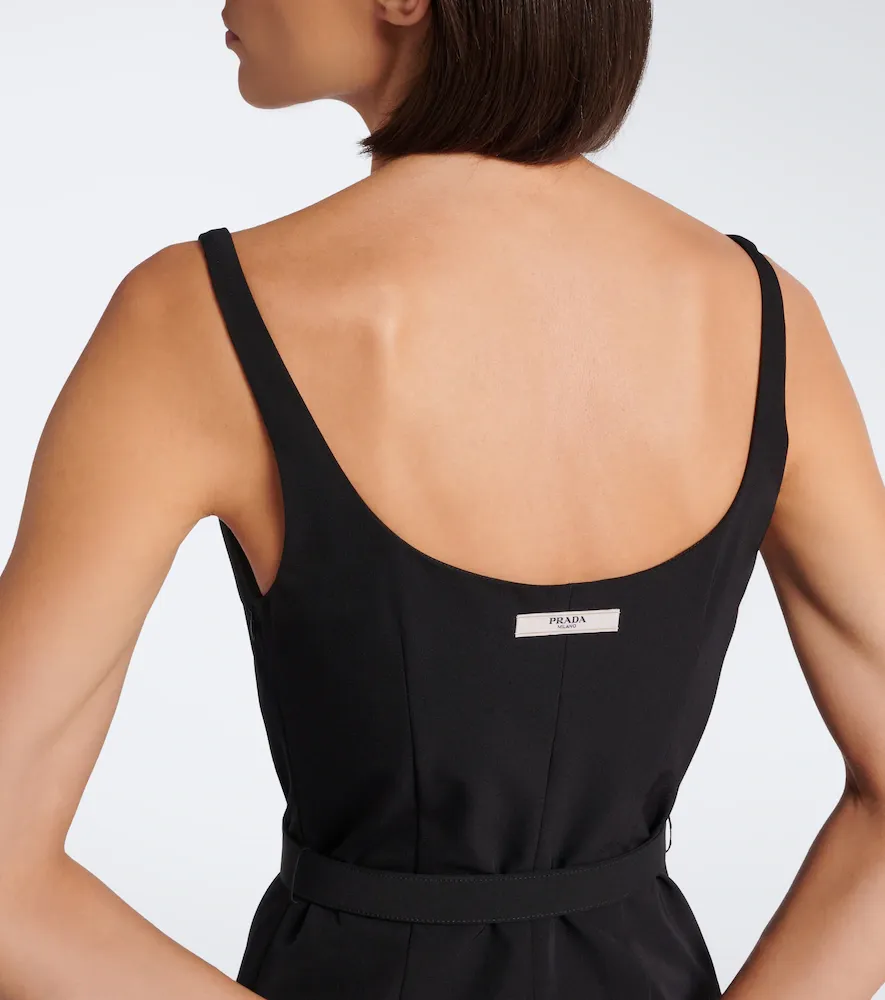 Prada Belted crêpe midi dress | Thumbnail 4 Prada Belted crêpe midi dress | Thumbnail 4