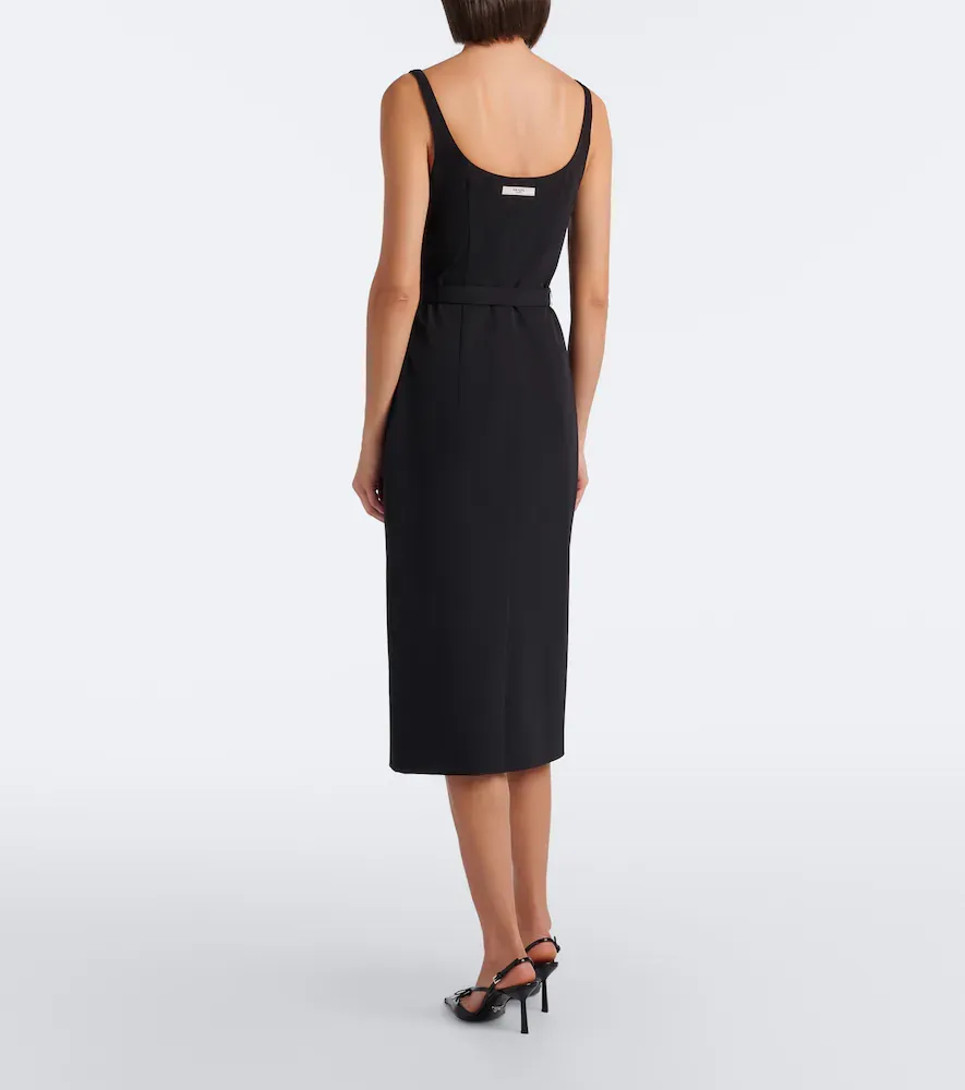 Prada Belted crêpe midi dress | Thumbnail 6 Prada Belted crêpe midi dress | Thumbnail 6