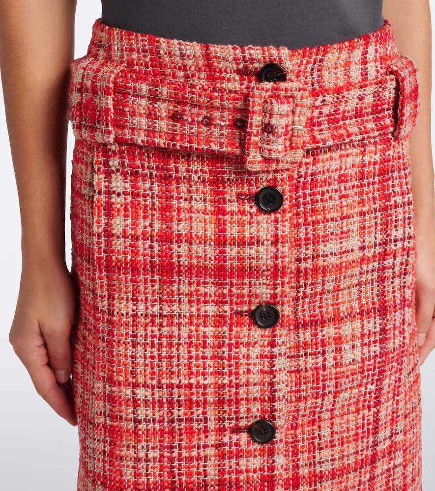 Prada Wool, cotton, and silk tweed midi skirt | Thumbnail 4 Prada Wool, cotton, and silk tweed midi skirt | Thumbnail 4