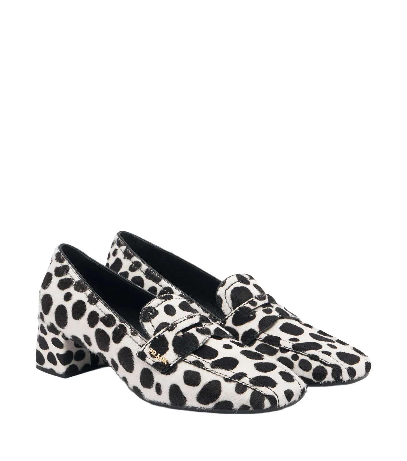 Cow-print calf hair penny loafers
