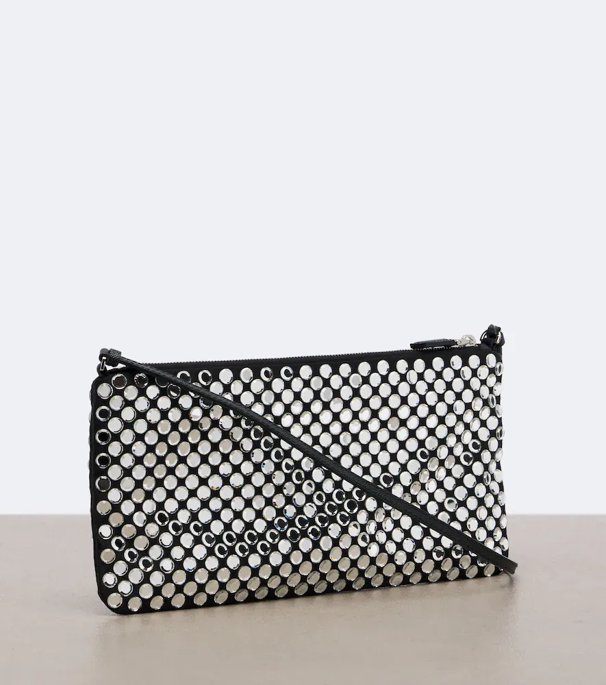 Prada Embellished leather-trimmed crossbody bag | Thumbnail 3 Prada Embellished leather-trimmed crossbody bag | Thumbnail 3