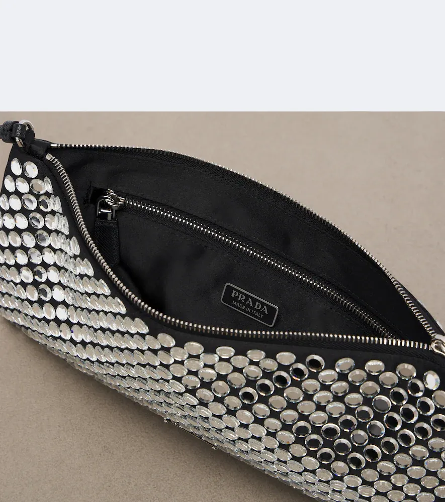 Prada Embellished leather-trimmed crossbody bag | Thumbnail 4 Prada Embellished leather-trimmed crossbody bag | Thumbnail 4