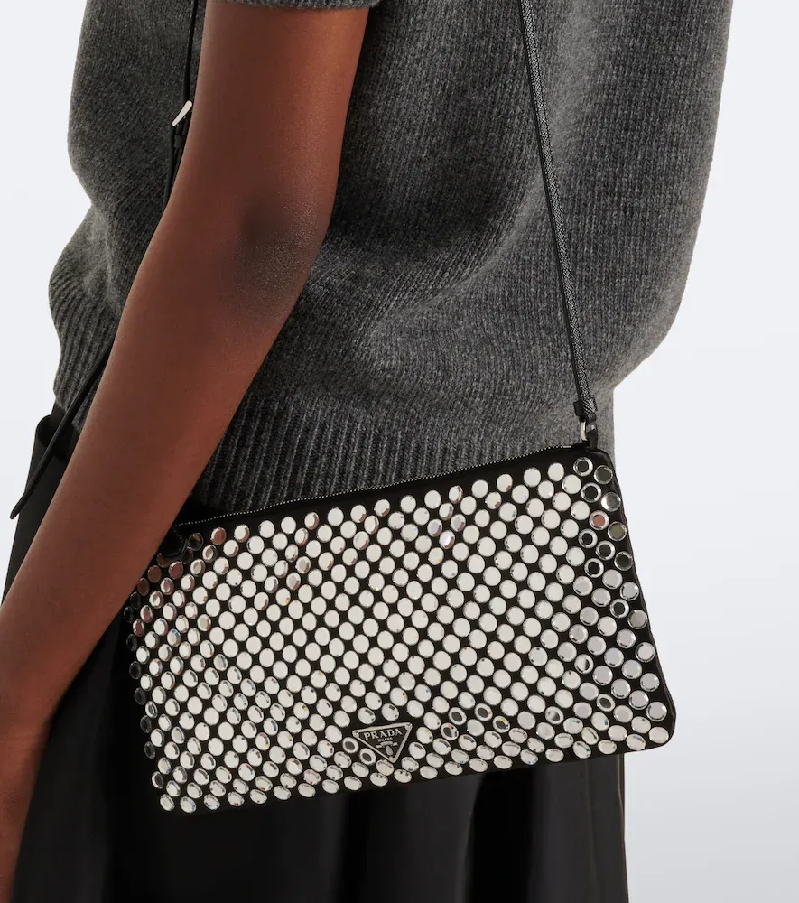 Prada Embellished leather-trimmed crossbody bag | Thumbnail 7 Prada Embellished leather-trimmed crossbody bag | Thumbnail 7