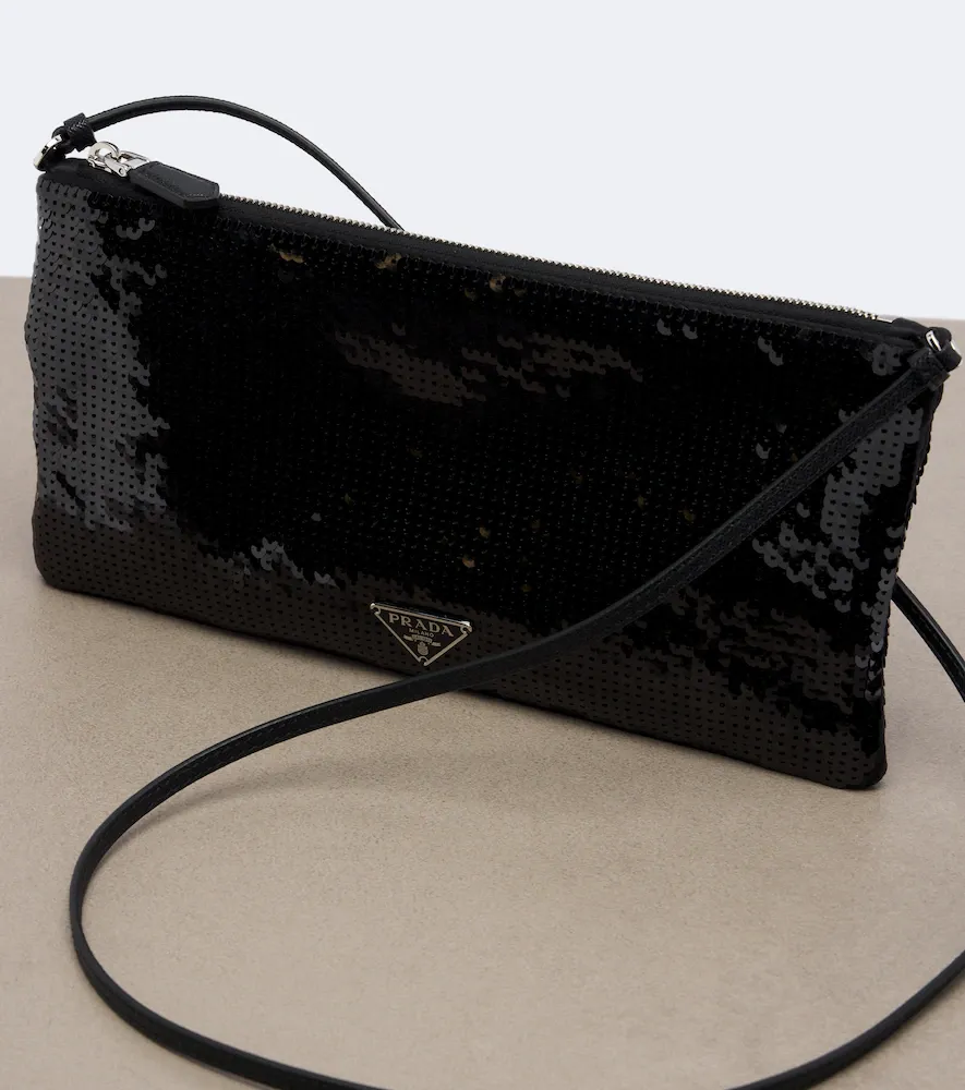 Prada Sequined leather-trimmed shoulder bag | Thumbnail 3 Prada Sequined leather-trimmed shoulder bag | Thumbnail 3