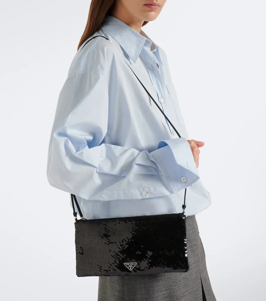 Prada Sequined leather-trimmed shoulder bag | Thumbnail 5 Prada Sequined leather-trimmed shoulder bag | Thumbnail 5