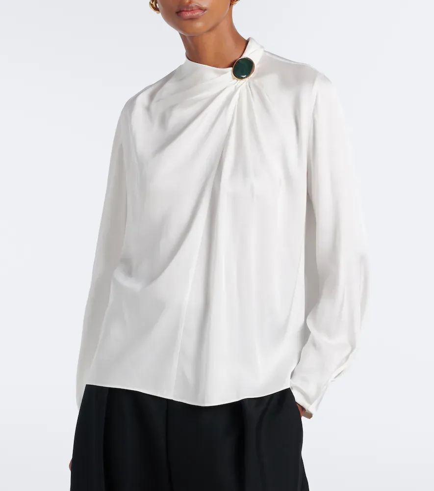 Vince Gathered silk-blend satin blouse | Thumbnail 2